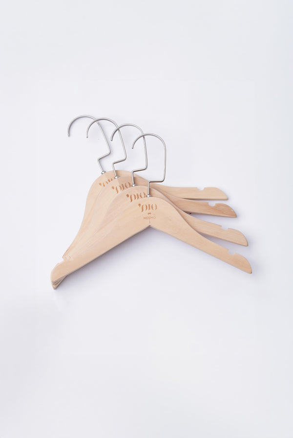 MEEMO Branded Children's Hanger,   Natural Wood (Set of 5)